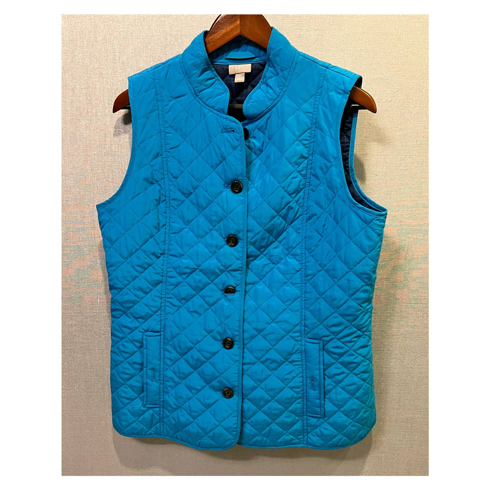 J Jill Quilted Vest Blue Teal Turquoise Size M